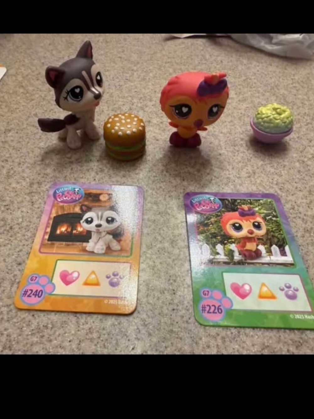 Littlest Pet Shop Husky,Pink bird,Orange Bird, and panda Figures